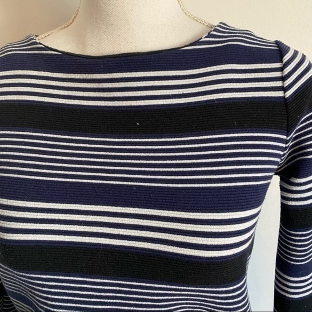 Madewell • Navy Black White Gallerist Ponte Stripemix Striped Sweater - Picture 5 of 9